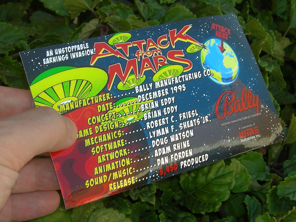 Attack From Mars Custom Pinball Cards - Crew print3c
