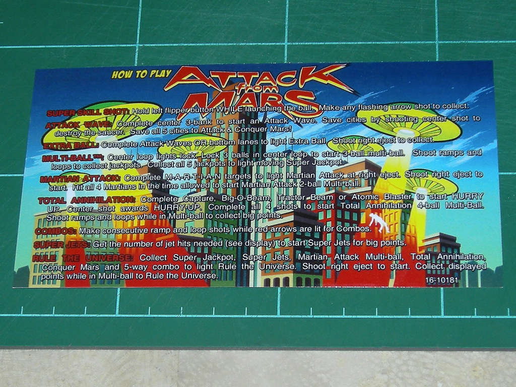 Attack From Mars Pinball Card Customized Rules print1a