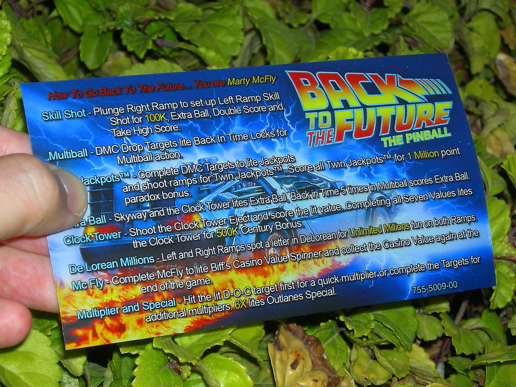 Back to The Future Custom Pinball Card - Rules print3c