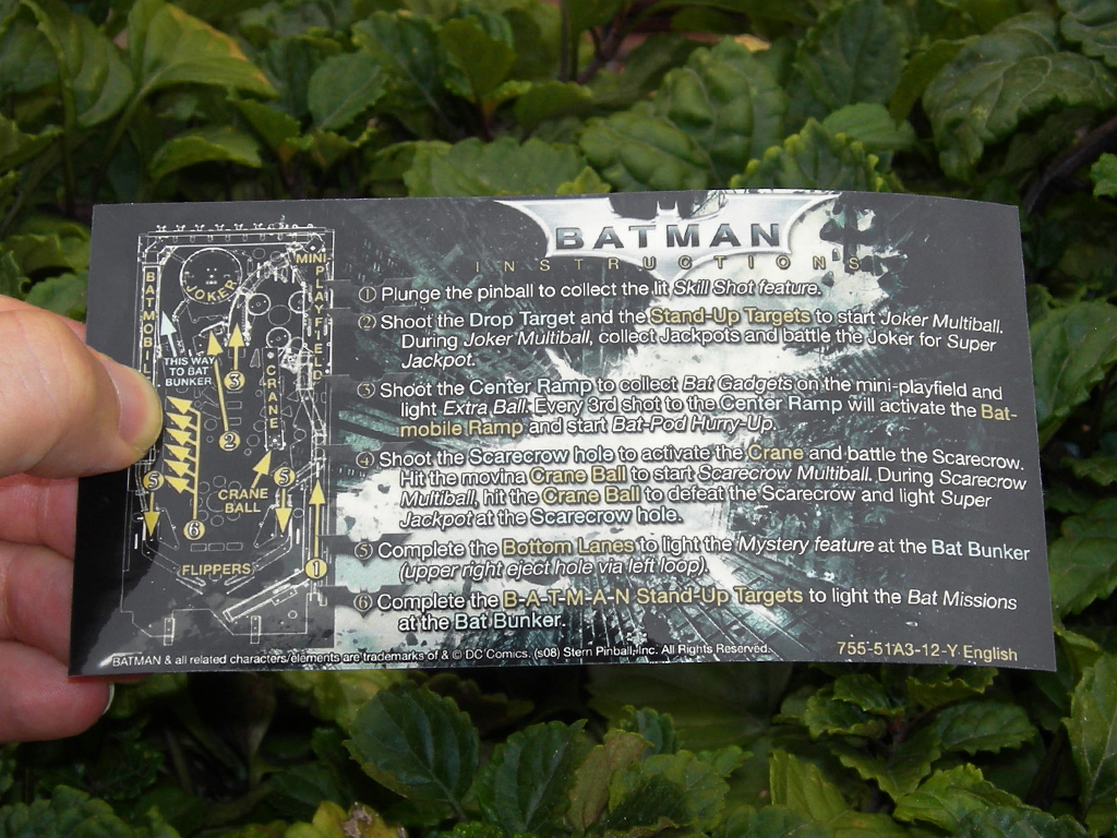 Batman The Dark Knight Pinball Card Customized Rules print1c