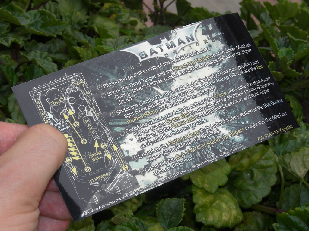 Batman The Dark Knight Pinball Card Customized Rules print2c