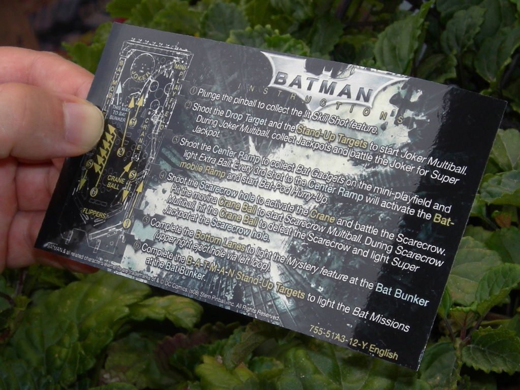Batman The Dark Knight Pinball Card Customized Rules print3c