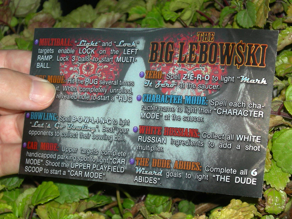 Big Lebowski Pinball Card Customized Rules print2