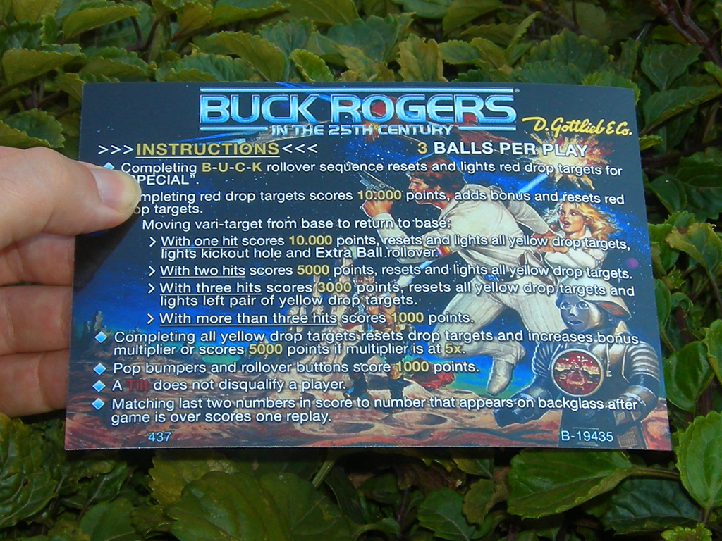 Buck Rogers Pinball Card Customized Rules print1