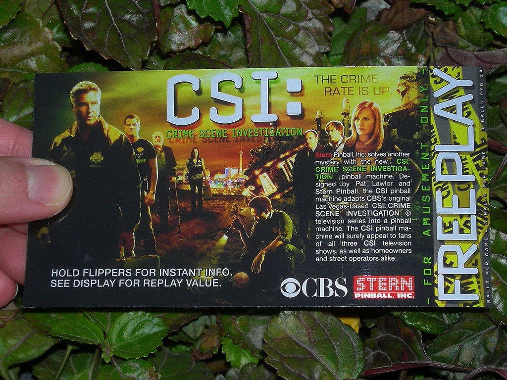 CSI Pinball Card Customized Free Play print1c