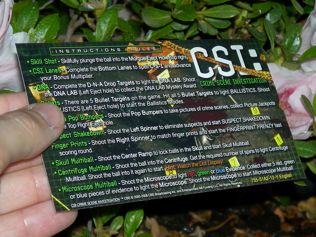 CSI Custom Pinball Cards (STERN). Designed by Zona Arcade and Mikonos