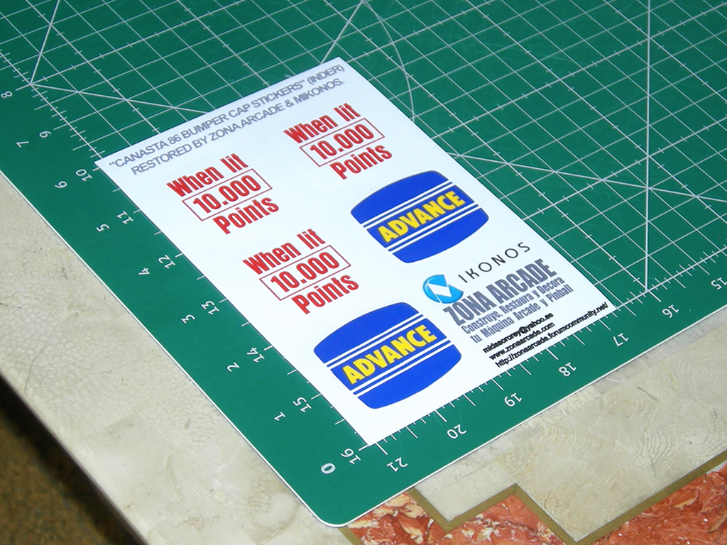 "CANASTA 86 BUMPER CUP PINBALL STICKERS" (INDER) artwork files restored