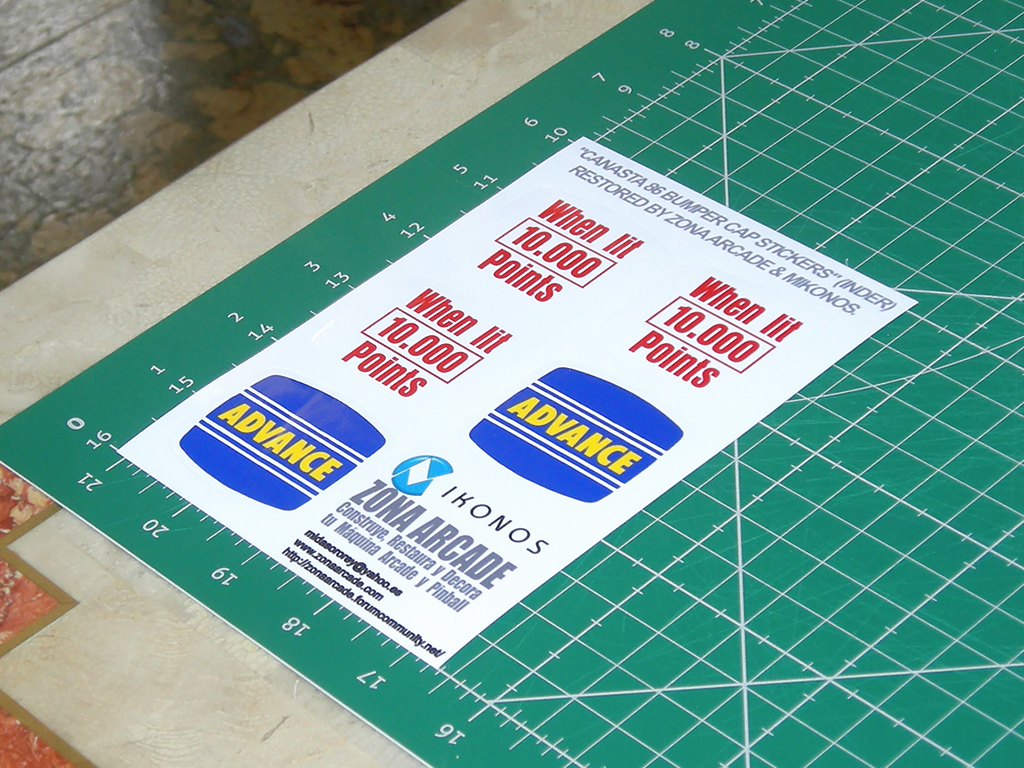 "CANASTA 86 BUMPER CUP PINBALL STICKERS" (INDER) artwork files restored