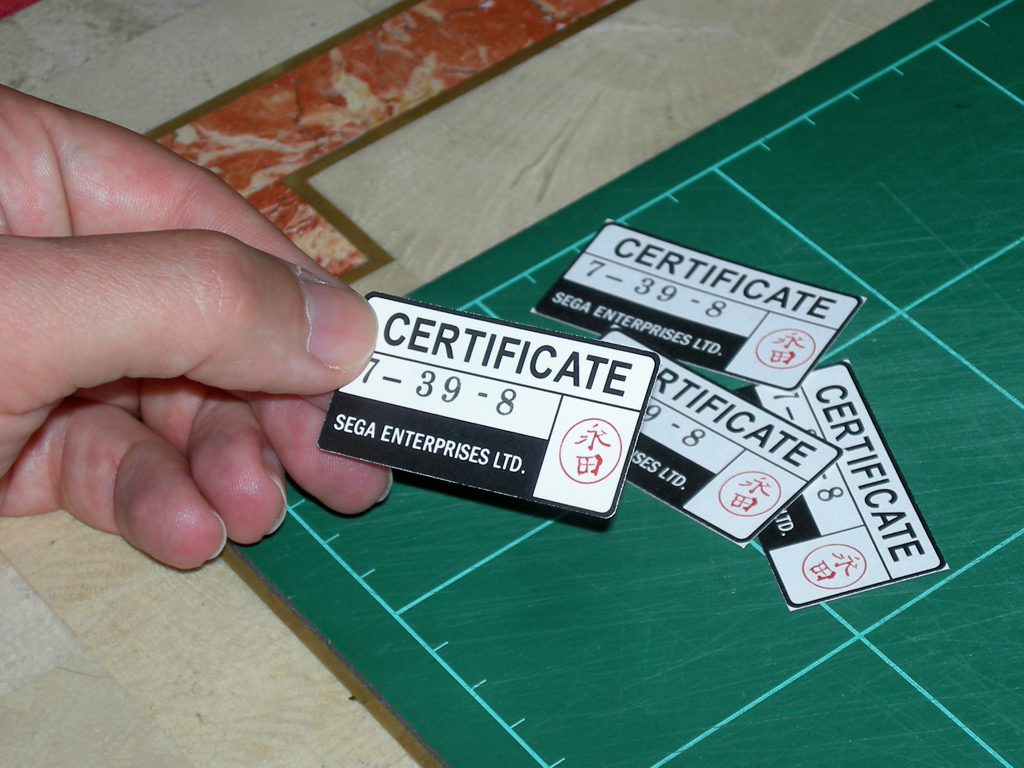 Certificate Sticker SEGA print1
