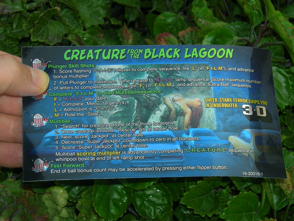 Creature From The Black Lagoon Custom Pinball Card Rules print1