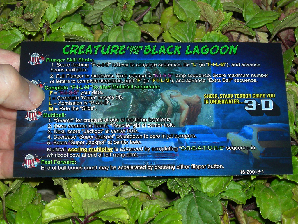 Creature From The Black Lagoon Custom Pinball Card Rules print1c