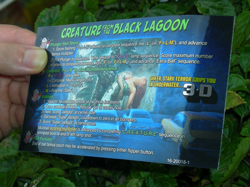 Creature From The Black Lagoon Custom Pinball Card Rules print2
