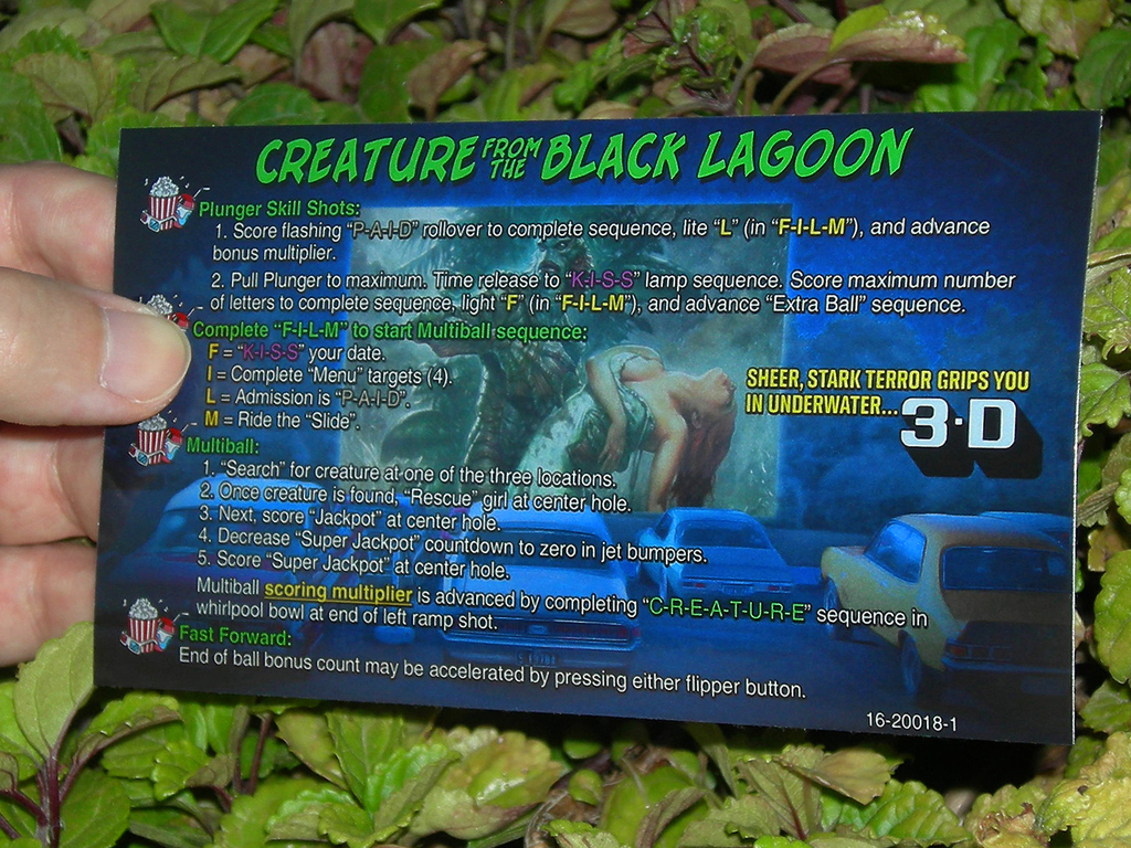 Creature From The Black Lagoon Custom Pinball Card Rules print2c