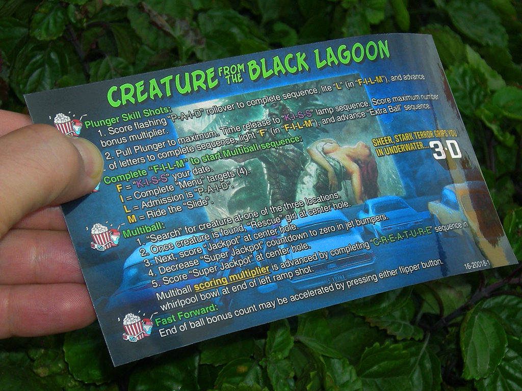 Creature From The Black Lagoon Custom Pinball Card Rules print3