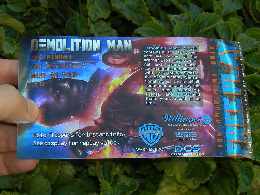 Demolition Man Pinball Card Customized Free Play print1