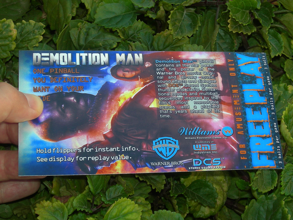 Demolition Man Pinball Card Customized Free Play print1c