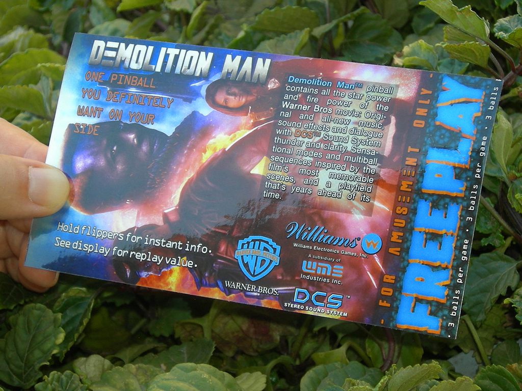 Demolition Man Pinball Card Customized Free Play print2c