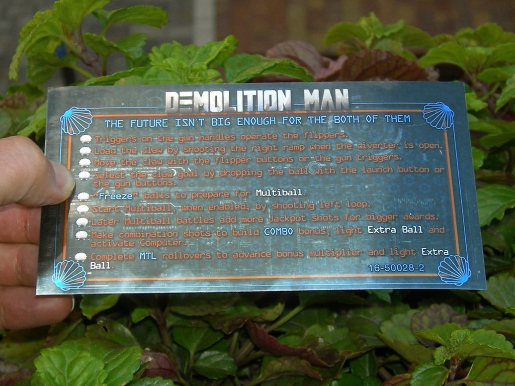Demolition Man Pinball Card Customized Rules print1