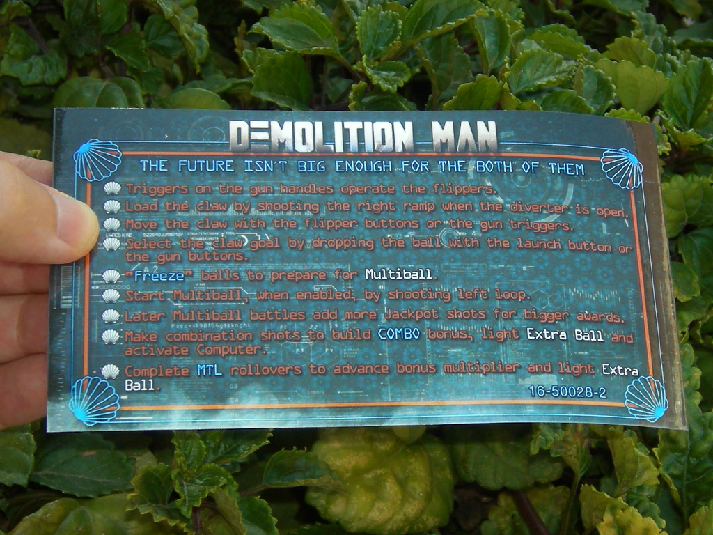 Demolition Man Pinball Card Customized Rules print1c