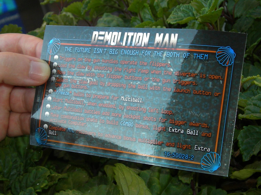 Demolition Man Pinball Card Customized Rules print2c