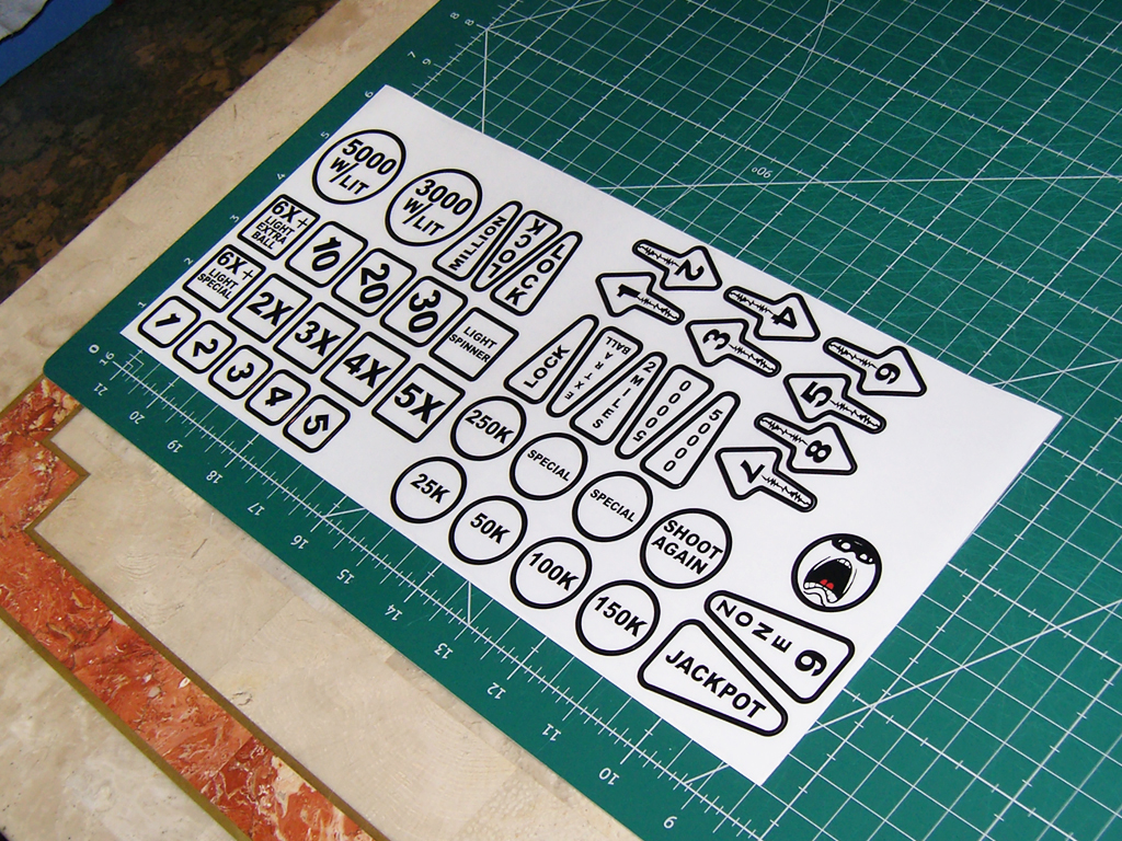 "EarthShaker Pinball Inserts" (WILLIAMS) artworks reproduction printed