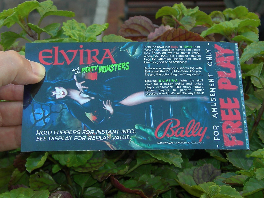 Elvira And The Party Monsters Pinball Card Customized Free Play print1