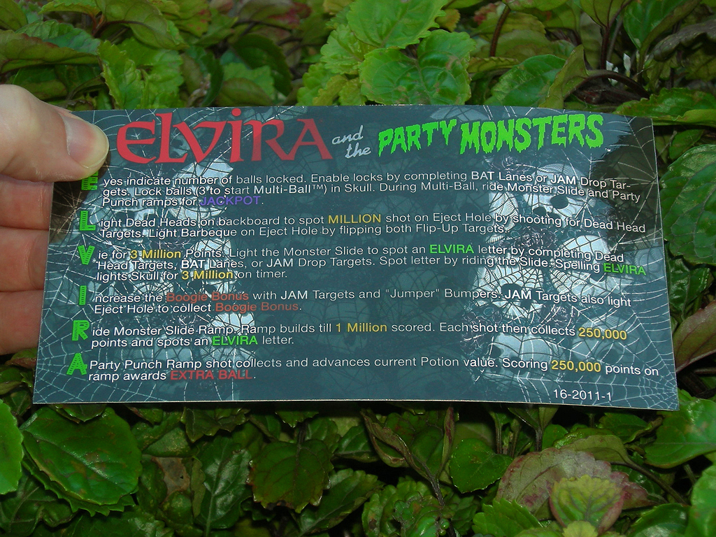 Elvira And The Party Monsters Pinball Card Customized Rules print1