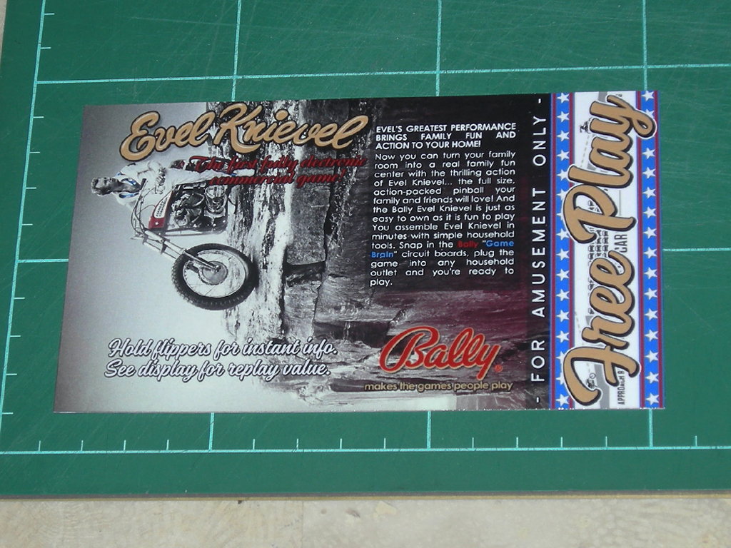Evel Knievel Pinball Card Customized Free Play print1a