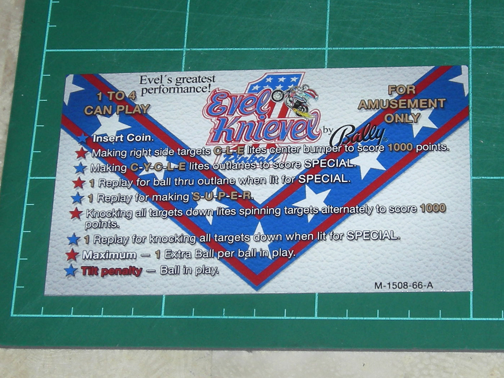 Evel Knievel Pinball Card Customized Rules print1a