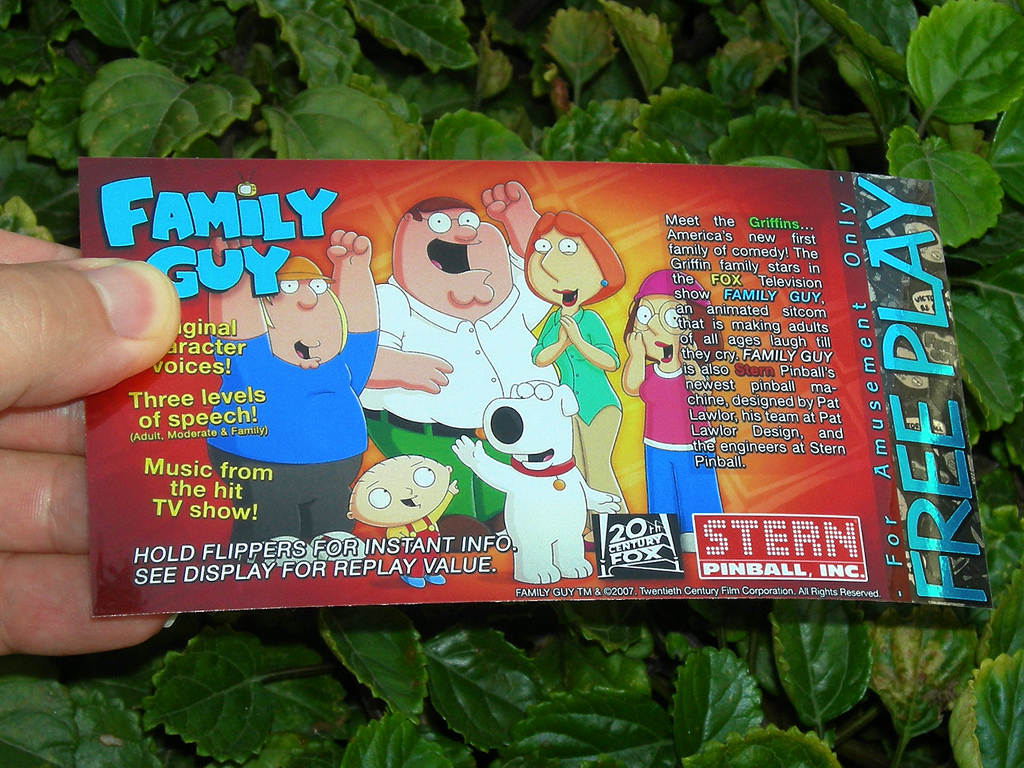 Family Guy Pinball Card Customized Free Play print1