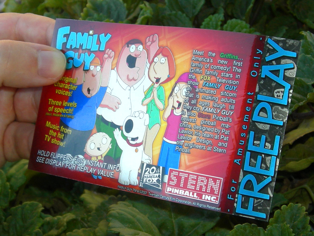 Family Guy Pinball Card Customized Free Play print2c