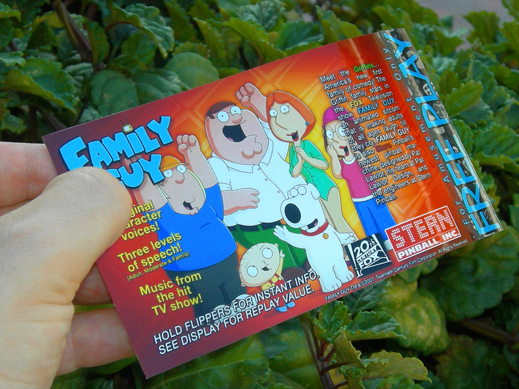 Family Guy Pinball Card Customized Free Play print3c