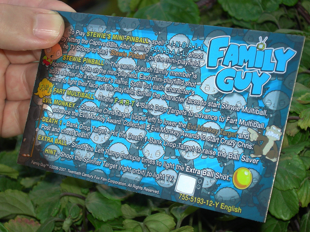 Family Guy Pinball Card Customized Rules print2