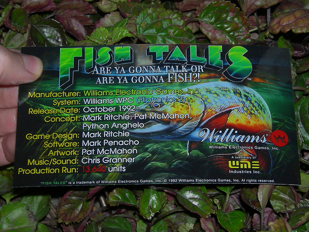 Fish Tales Custom Pinball Card - crew print1c