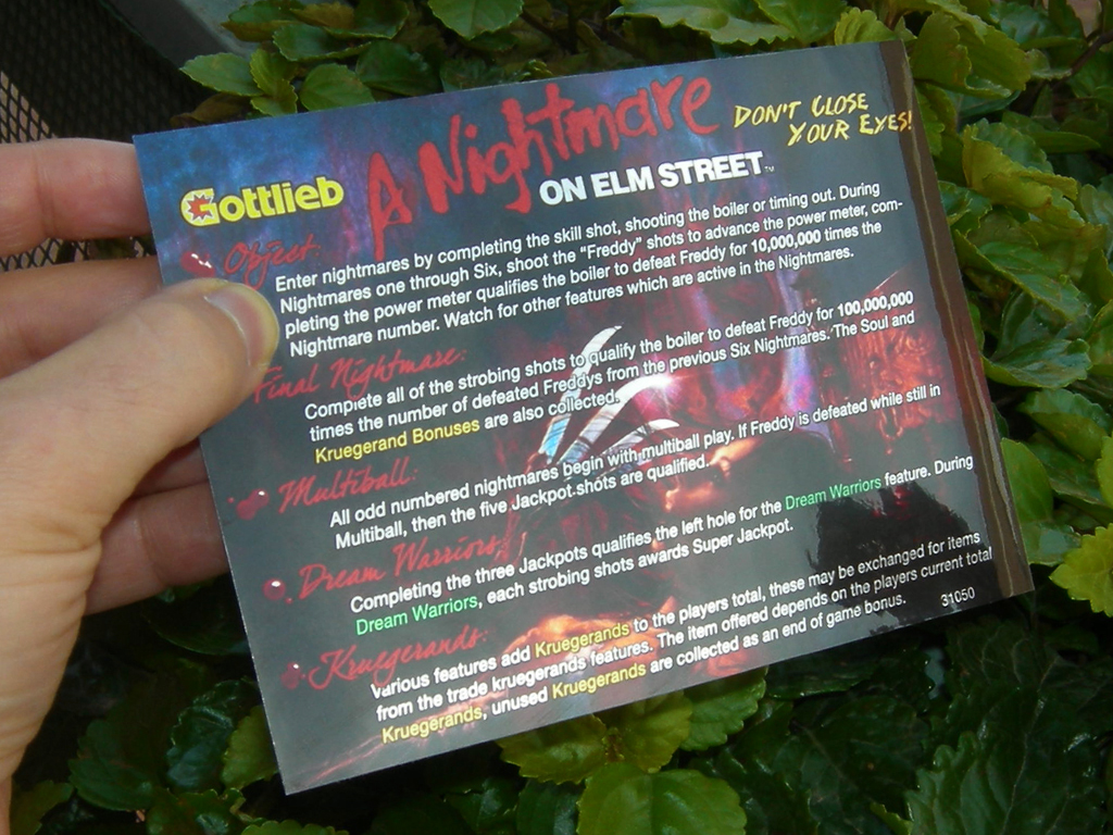 Freddy A Nightmare Of Elm Street Custom Pinball Card Rules print3