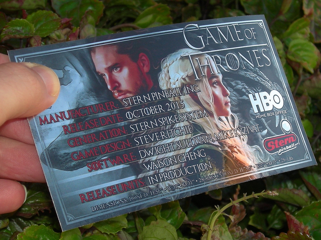 Game Of Thrones Custom Pinball Card Crew print3
