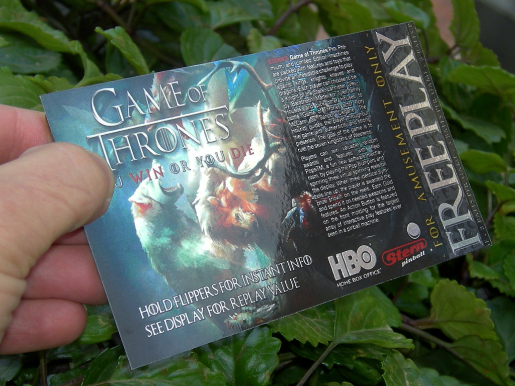 Game Of Thrones Custom Pinball Card Free Play print3