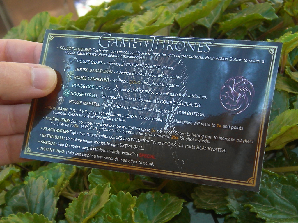 Game Of Thrones Custom Pinball Card Rules print3