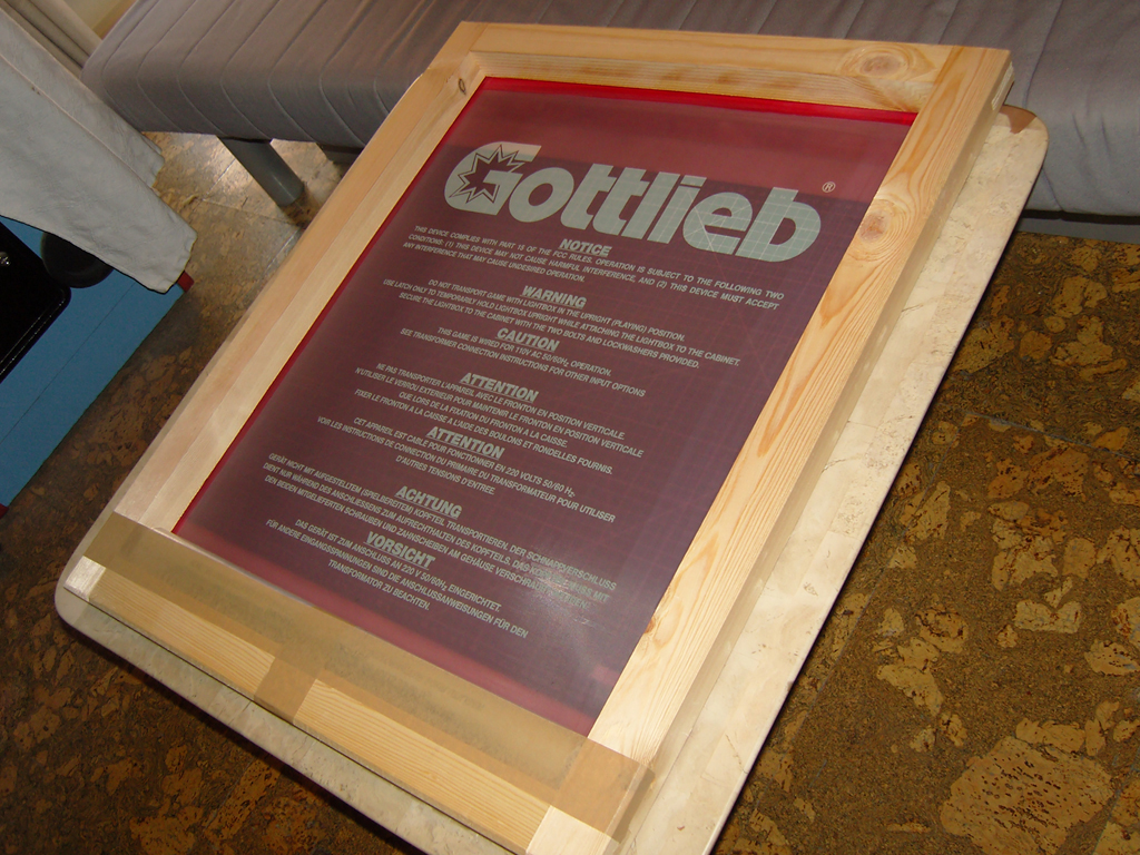 Gottlieb-Pinball-Warning-Text-wooden-Silk-Screen-Printing-Frame3
