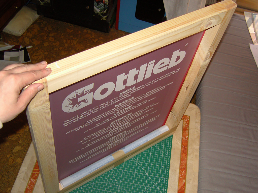 Gottlieb-Pinball-Warning-Text-wooden-Silk-Screen-Printing-Frame7