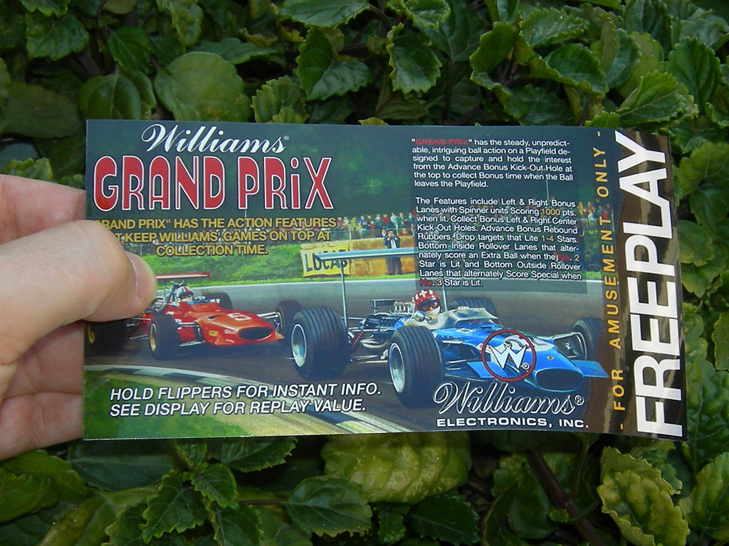 Grand Prix Pinball Card Customized Free Play print1c