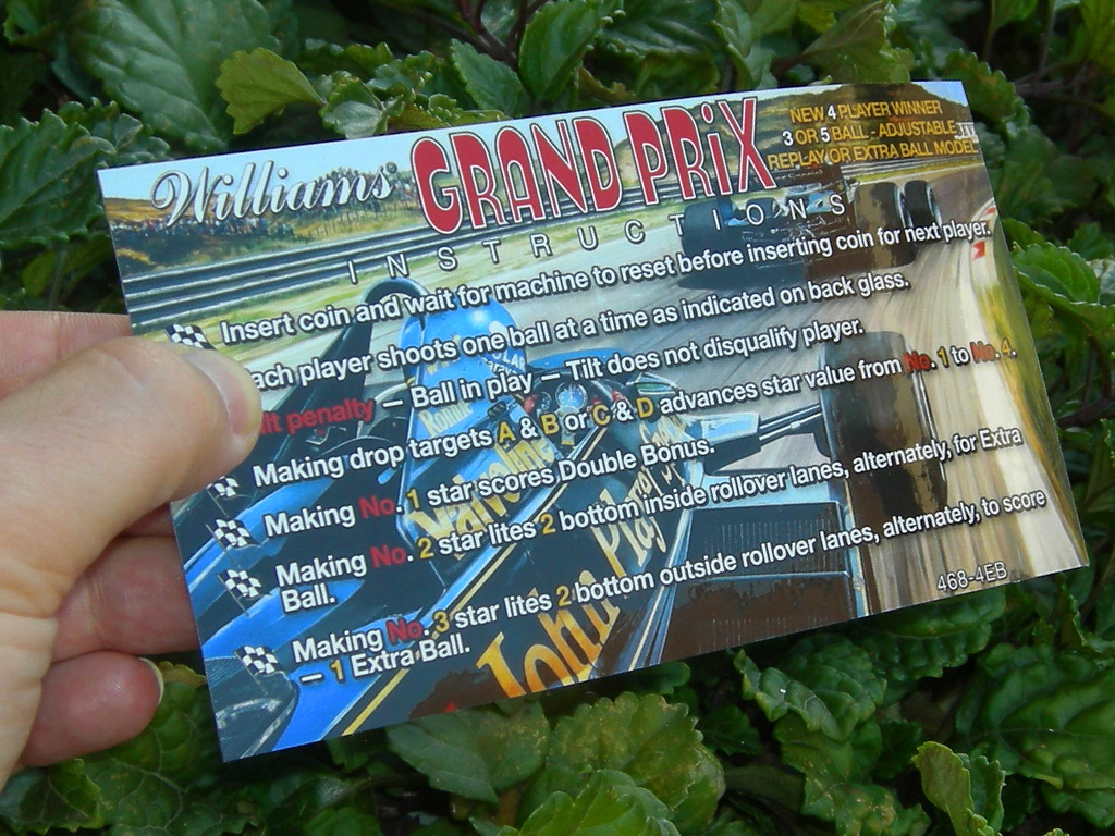 Grand Prix Pinball Card Customized Rules print3c