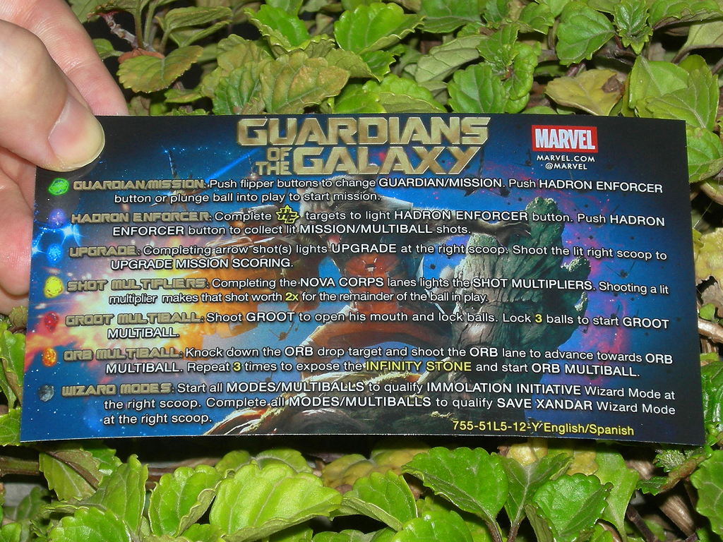 Guardians Of The Galaxy Custom Pinball Card Rules print1c