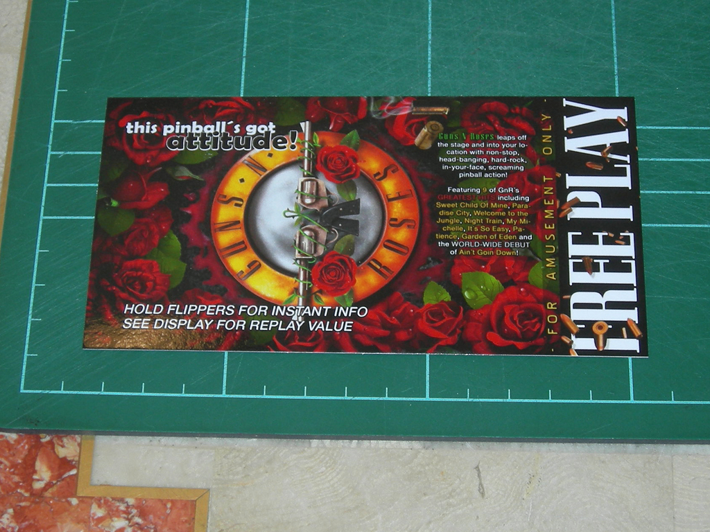 Guns and Roses Custom Pinball Card Free Play print1a