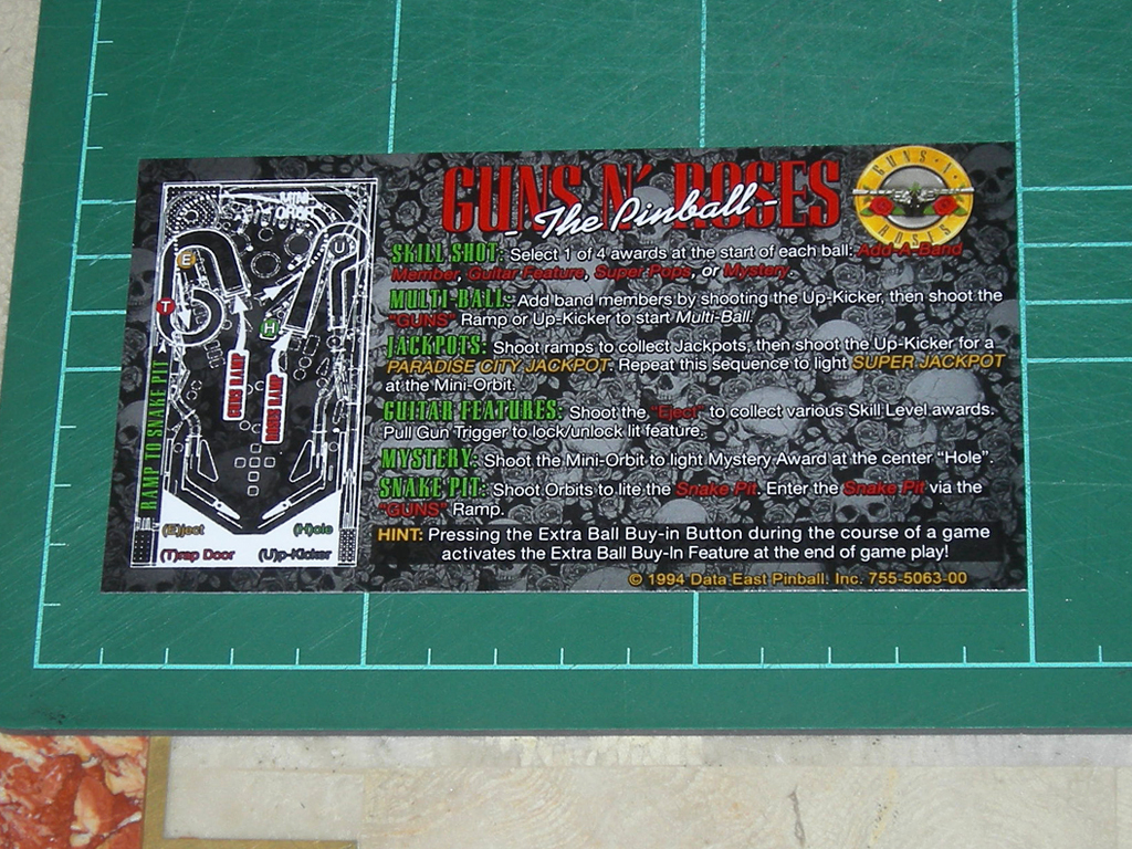 Guns and Roses Custom Pinball Card Rules print1