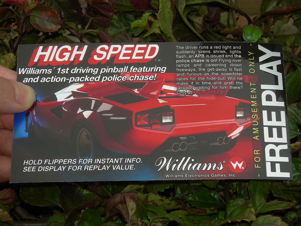 High Speed Pinball Card Customized Free Play print1c