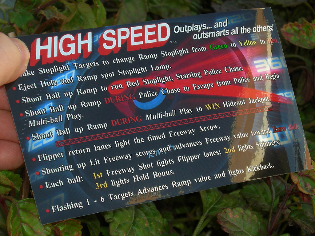 High Speed Pinball Card Customized Rules print3c