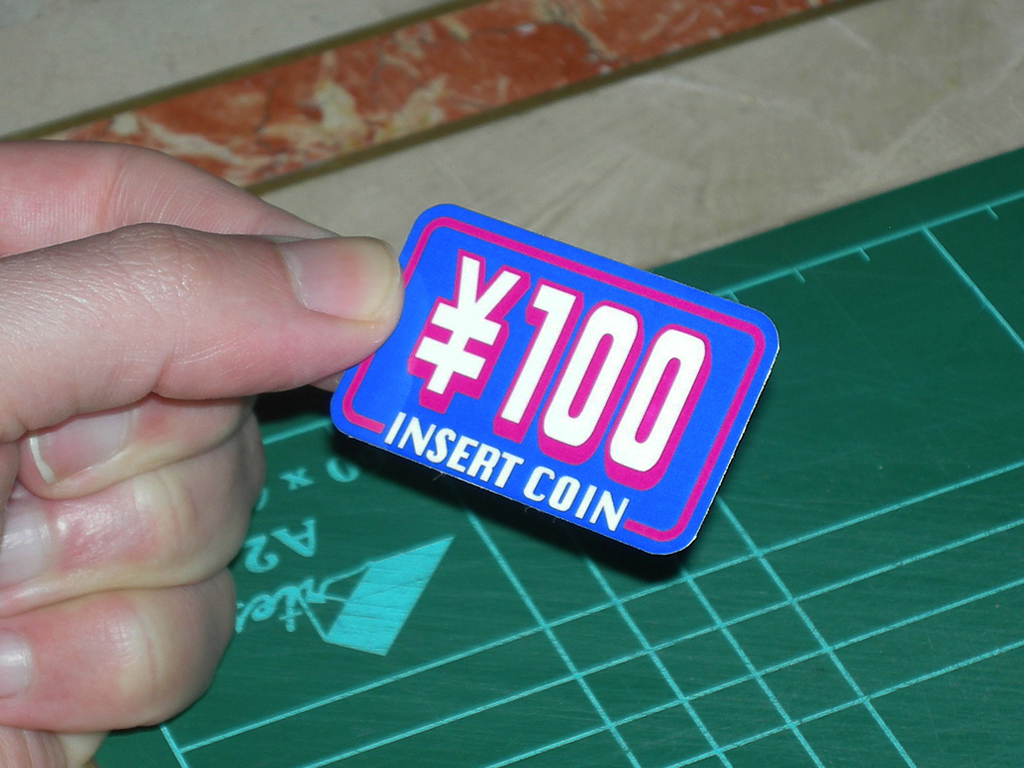 “IMPRESS ¥100 INSERT COIN LABEL STICKER” (CAPCOM) restored by Zona ...