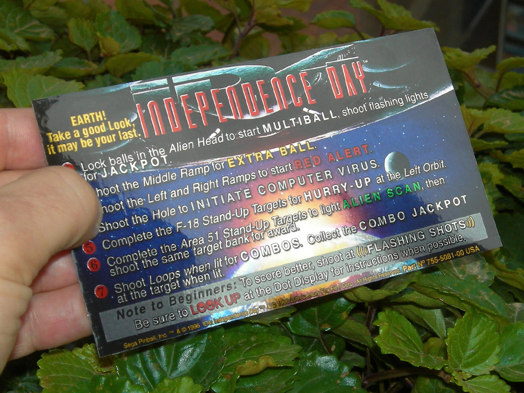 Independence Day Custom Pinball Card Rules print3
