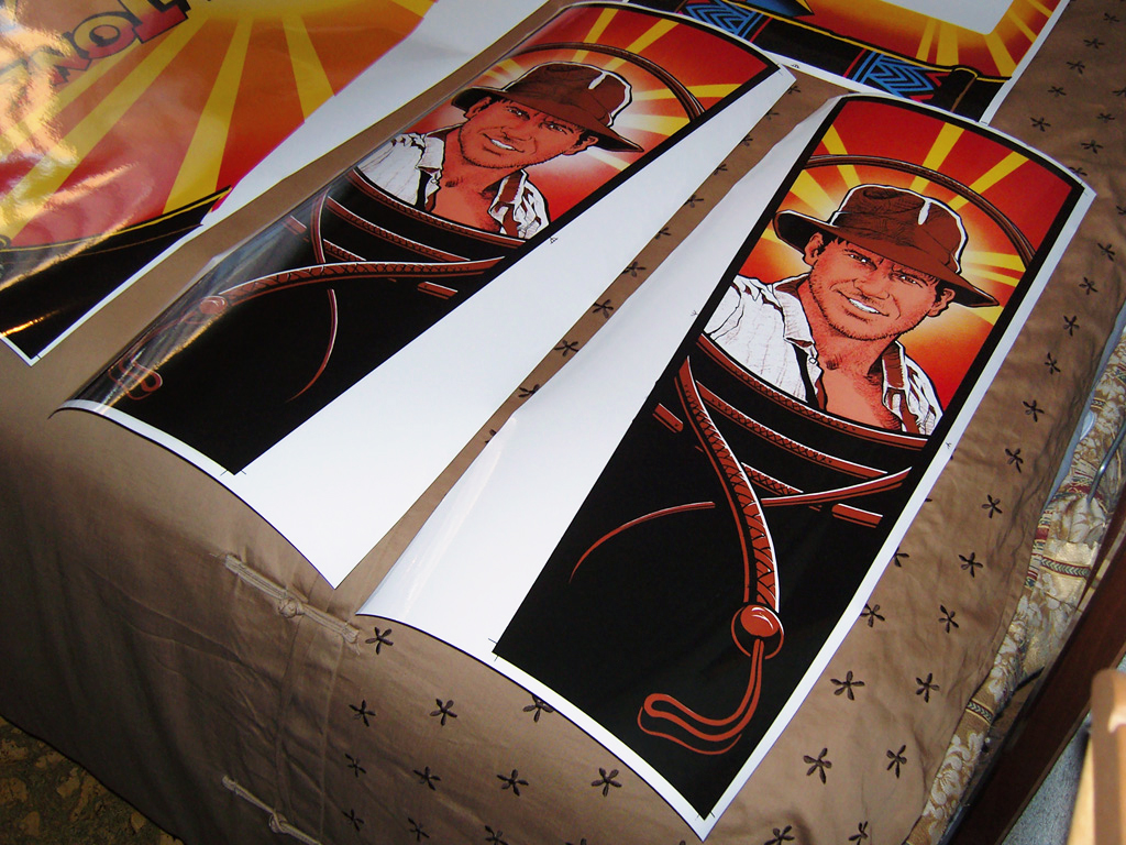 "Indiana Jones Pinball Decals" (WILLIAMS) impresos en vinilo con